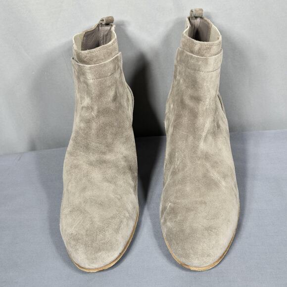 Vince Ankle Boots Womens 11 Gray Suede Block Heel Chelsea Minimal Almond Italy - Picture 5 of 10